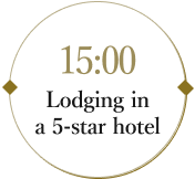 15:00 Lodging in a 5-star hotel